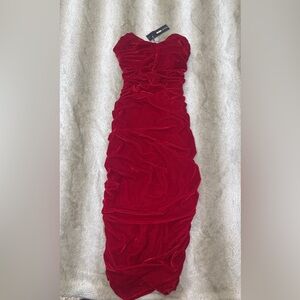 Elegant Red Velvet Dress